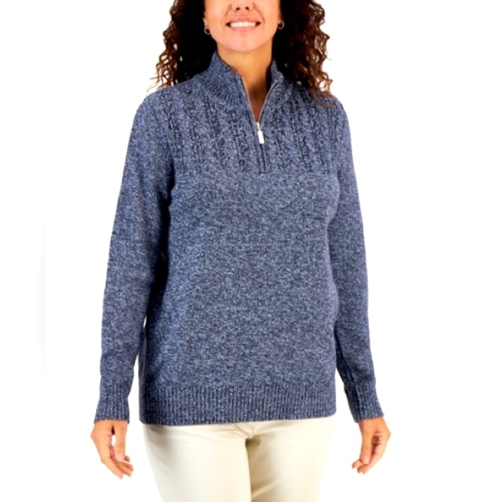 Karen Scott Quarter-zip pullover sweater